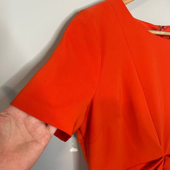 Maggy London Orange SS Side Tie Drape Sheath Dress US Size 8 - Picture 8 of 16
